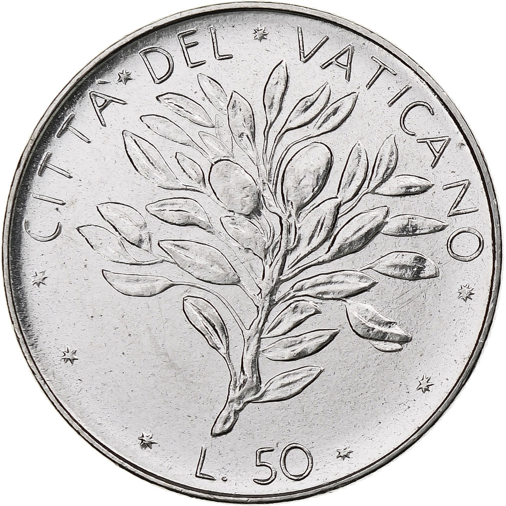 Vaticano, Paul VI, 50 Lire, 1974 / Anno XII, Rome, Aço Inoxidável, MS(64)