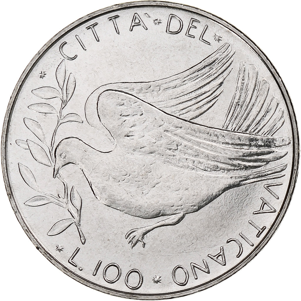 Vaticano, Paul VI, 100 Lire, 1974 / Anno XII, Rome, Aço Inoxidável, MS(64)