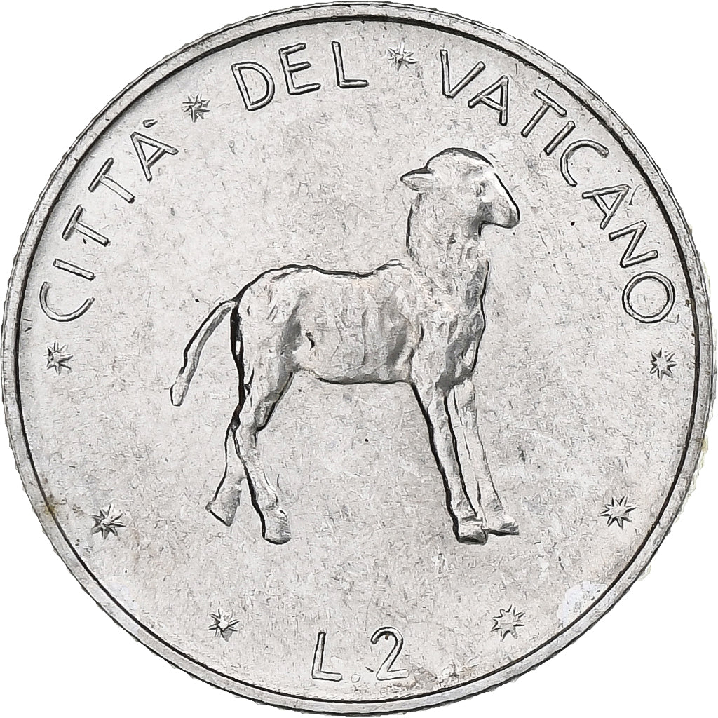 Vaticano, Paul VI, 2 Lire, 1975 (Anno XIII), Rome, Alumínio, MS(64), KM:117