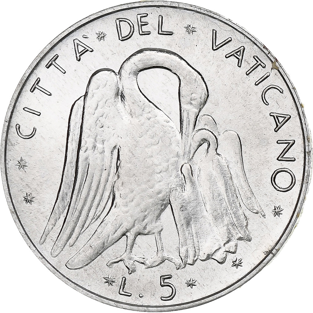 Vaticano, Paul VI, 5 Lire, 1975 (Anno XIII), Rome, Alumínio, MS(64), KM:118