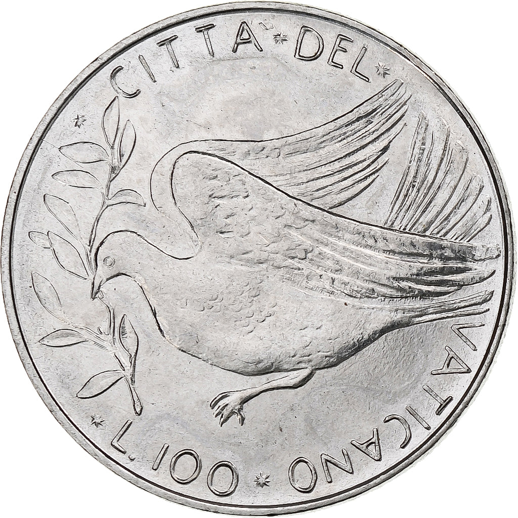 Vaticano, Paul VI, 100 Lire, 1975 (Anno XIII), Rome, Aço Inoxidável, MS(64)