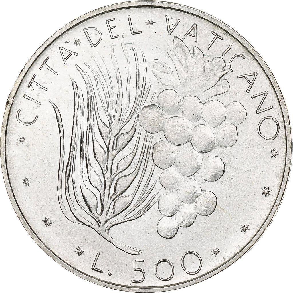 Vaticaan, Paul VI, 500 Lire, 1975 (Anno XIII), Rome, Zilver, UNC, KM:123