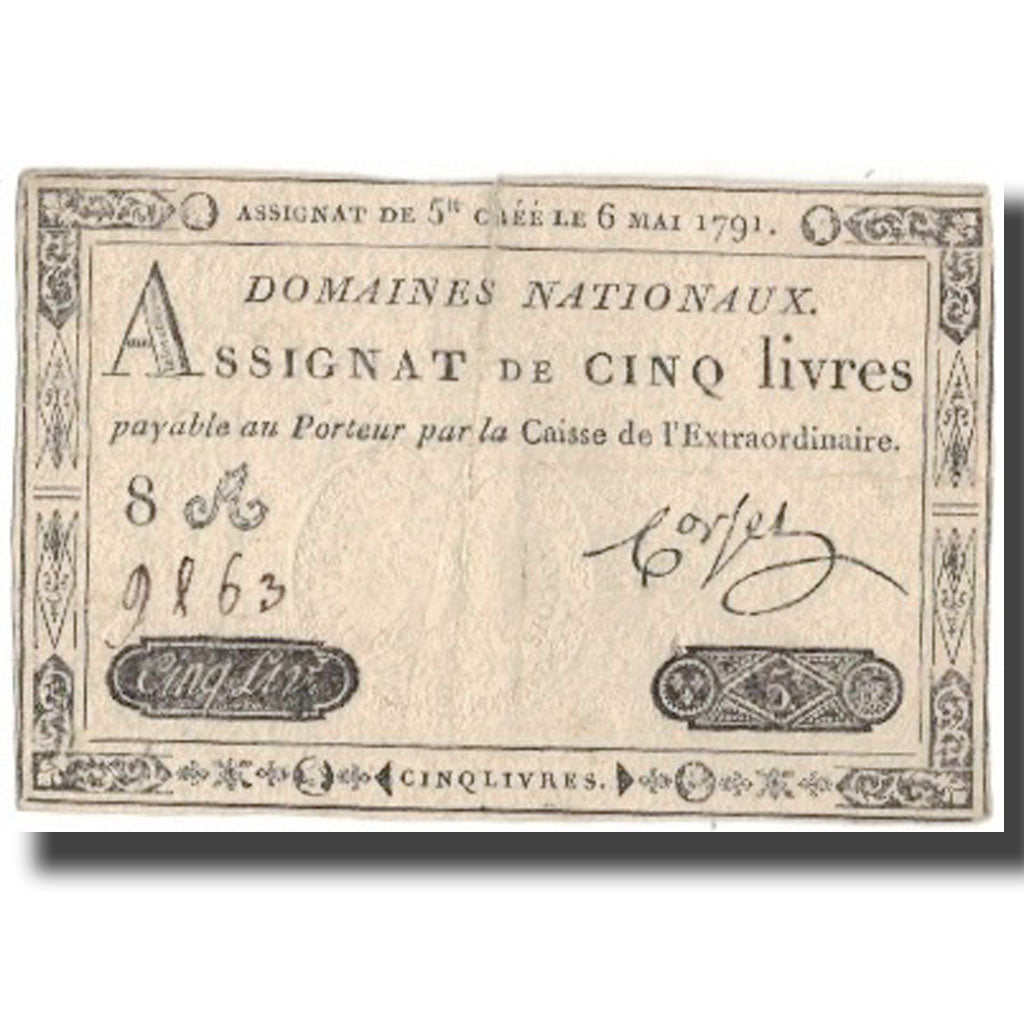 Frankreich, 5 Livres, 1791, 1791-05-06, S+, KM:A42, Lafaurie:137