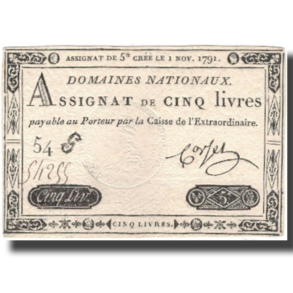 France, 5 Livres, 1791, 1791-11-01, AU(55-58), KM:A50, Lafaurie:145