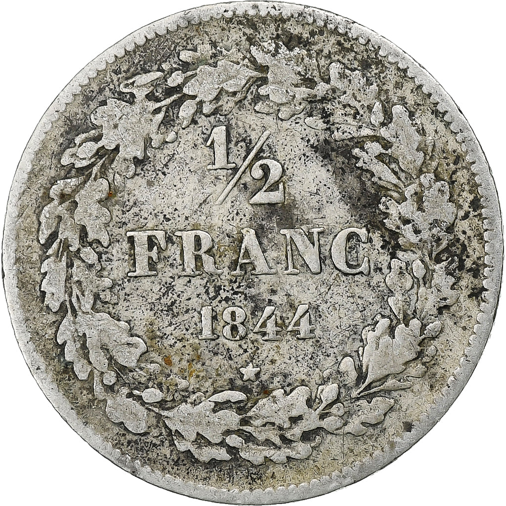 Belgium, Leopold I, 1/2 Franc, 1844, Brussels, Silver, VF(20-25)
