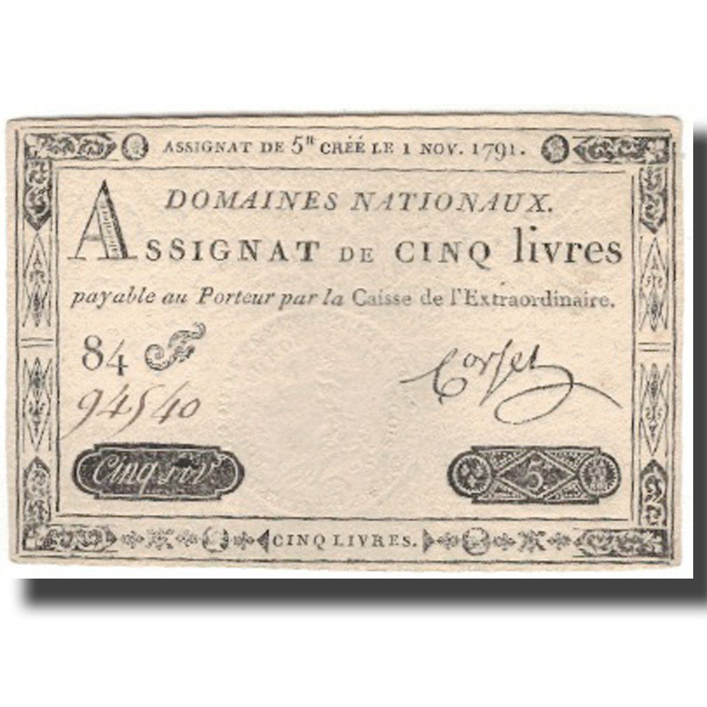 Francja, 5 Livres, 1791, 1791-11-01, UNC(60-62), KM:A50, Lafaurie:145