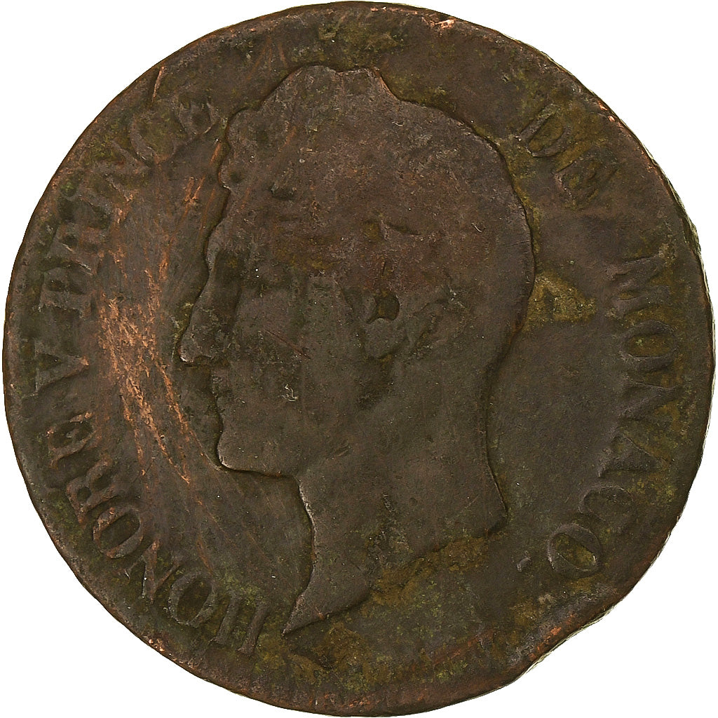 Monaco, Honore V, 5 Centimes, 1837, Monaco, Kupfer, S+, Gadoury:MC102