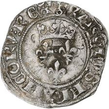 France, Charles VI, Florette, 1417-1422, Paris, Billon, VF(30-35), Duplessy:387