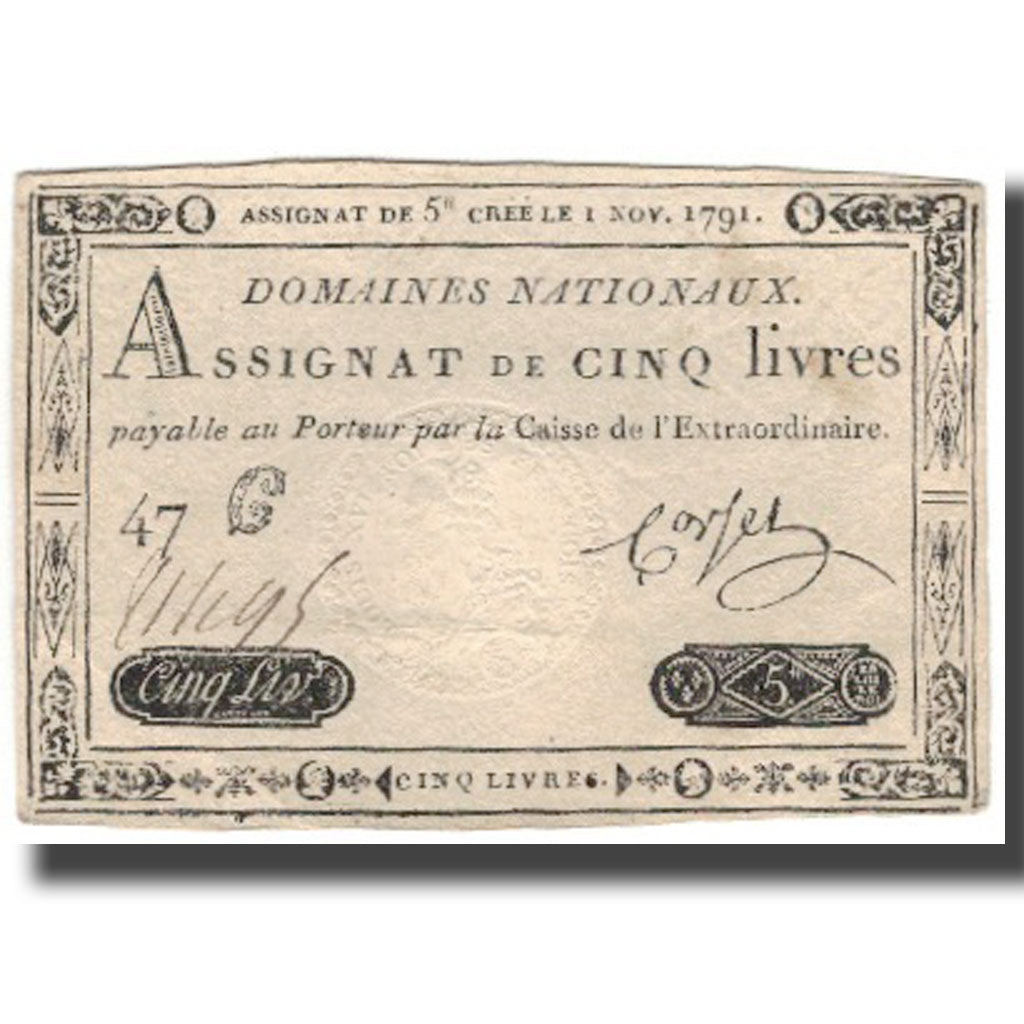 Francia, 5 Livres, 1791, 1791-11-01, BB+, KM:A50, Lafaurie:145
