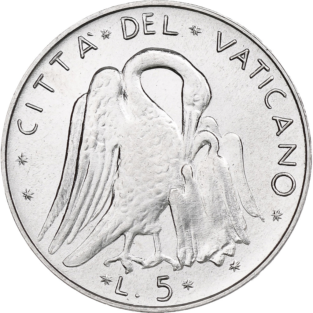 Vatikan, Paul VI, 5 Lire, 1975 (Anno XIII), Rome, Aluminium, UNZ+, KM:118