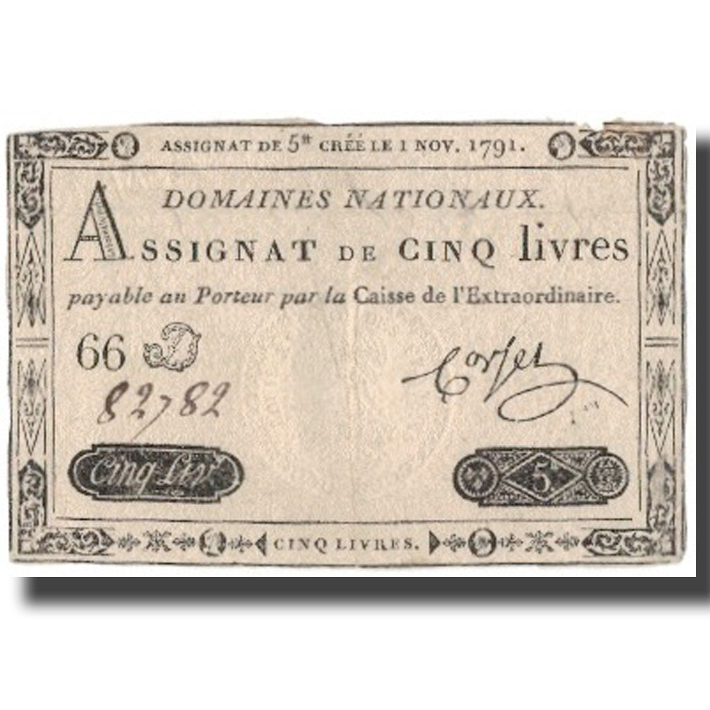 Francja, 5 Livres, 1791, 1791-11-01, EF(40-45), KM:A50, Lafaurie:145