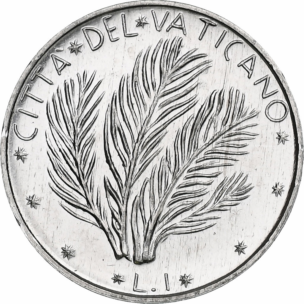 Vaticano, Paul VI, 1 Lire, 1976 (Anno XIV), Rome, Alumínio, MS(64), KM:116