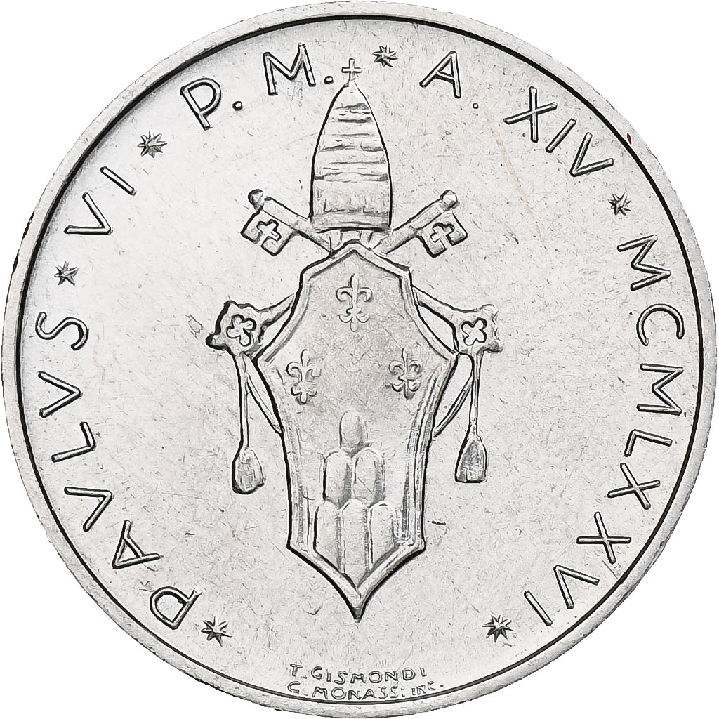 Vaticano, Paul VI, 5 Lire, 1976 (Anno XIV), Rome, Alumínio, MS(64), KM:118