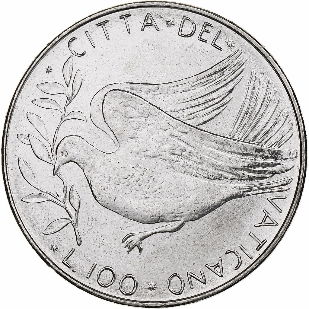 Vaticano, Paul VI, 100 Lire, 1976 (Anno XIV), Rome, Aço Inoxidável, MS(64)