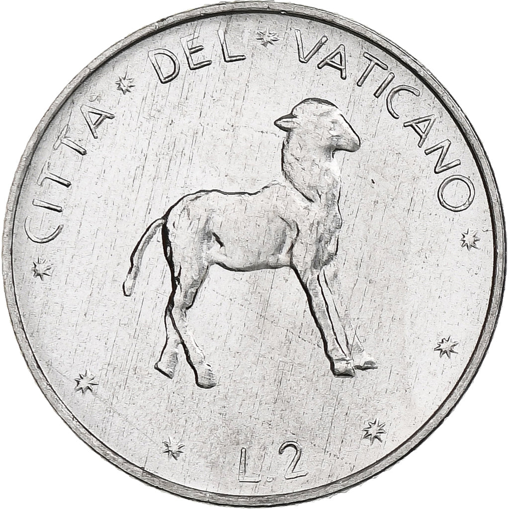 Vaticano, Paul VI, 2 Lire, 1977 - Anno XV, Rome, Alumínio, MS(64), KM:117