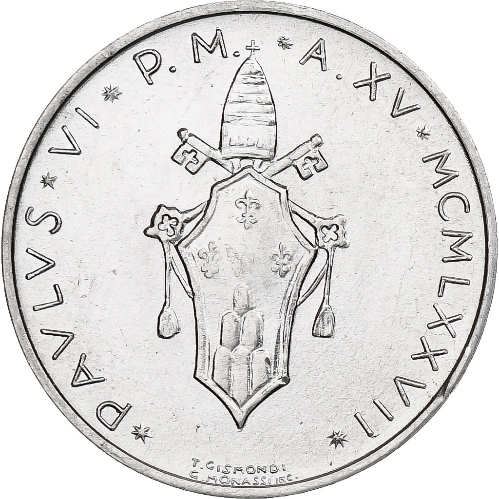 Vatican, Paul VI, 5 Lire, 1977 - Anno XV, Rome, Aluminum, MS(64), KM:118