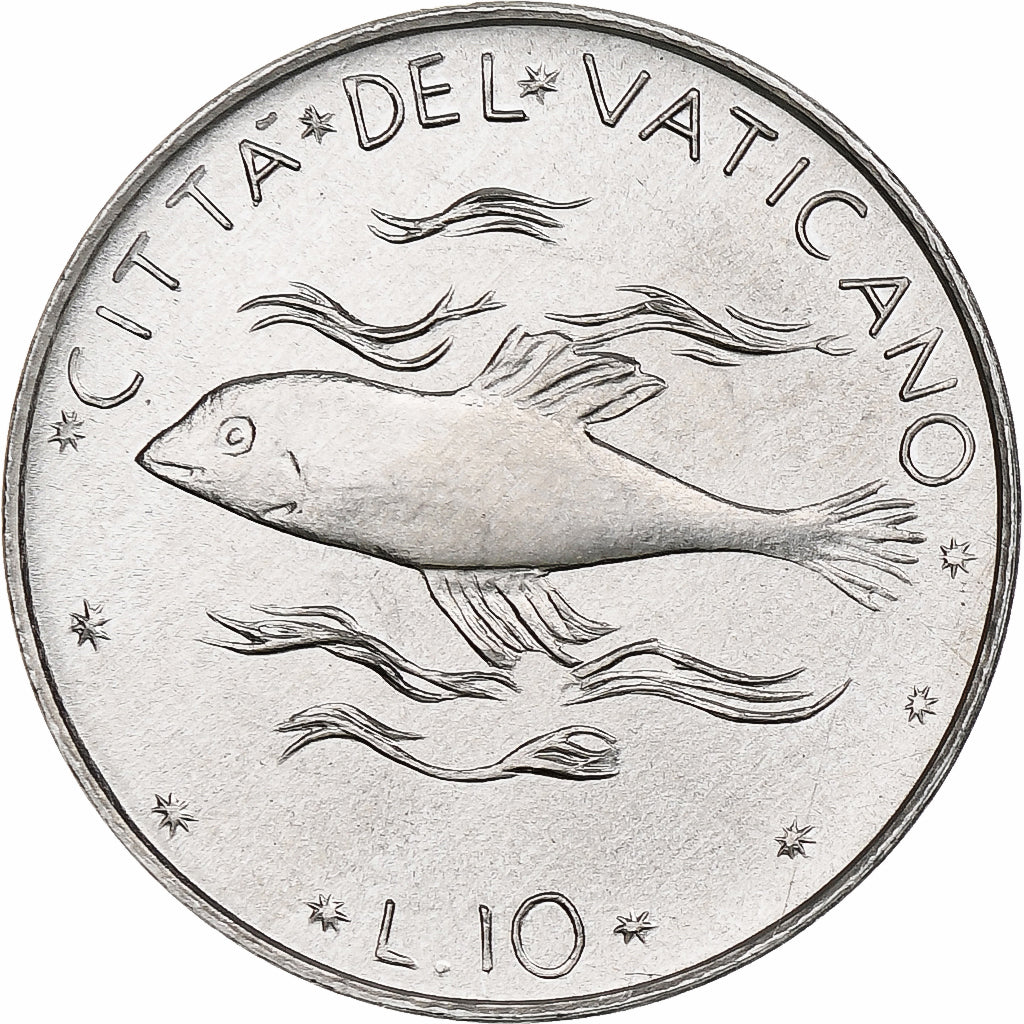 Vaticano, Paul VI, 10 Lire, 1977 - Anno XV, Rome, Alumínio, MS(64), KM:119