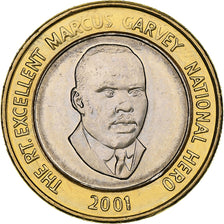 Jamaica, 20 Dollars, Marcus Garvey, 2001, Bi-Metallic, MS(64), KM:182