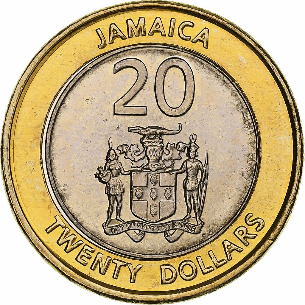 Jamaica, 20 Dollars, Marcus Garvey, 2001, Bi-Metallic, MS(64), KM:182