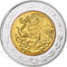 México, 5 Pesos, H. Galeana, 2008, Mexico City, Bimetálico, SC+, KM:906