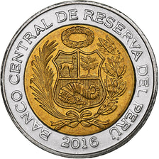 Perú, 2 Soles, 2016, Lima, Bimetálico, SC+, KM:401