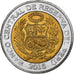Perú, 2 Soles, 2016, Lima, Bimetálico, SC+, KM:401