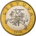 Lithuania, 2 Litai, 1999, Bi-Metallic, UNZ+, KM:112