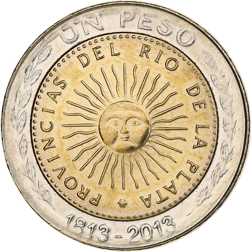 Argentina, Peso, 2013, Buenos Aires, Bimetálico, SC+, KM:112.4