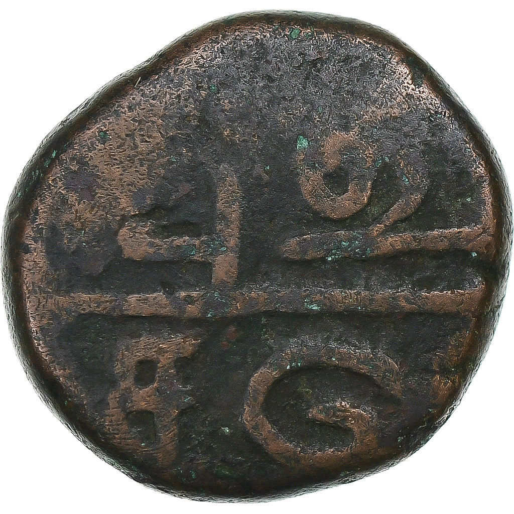 India francesa, Louis XV, Doudou, n.d. (1715-1774), Pondicherry, Bronce, BC+