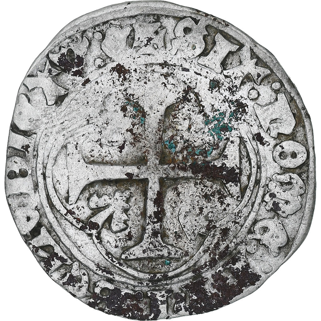 Francia, Charles VII, Blanc à la couronne, 1436-1461, Chinon, Vellón, BC+