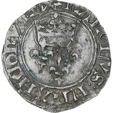 France, Charles VI, Florette, 1417-1422, Angers, Billon, EF(40-45), Duplessy:387