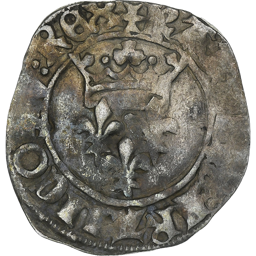 France, Charles VI, Florette, 1417-1422, Uncertain mint, Billon, VF(30-35)