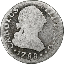 Espagne, Charles III, 1/2 Réal, 1788, Séville, Argent, B+