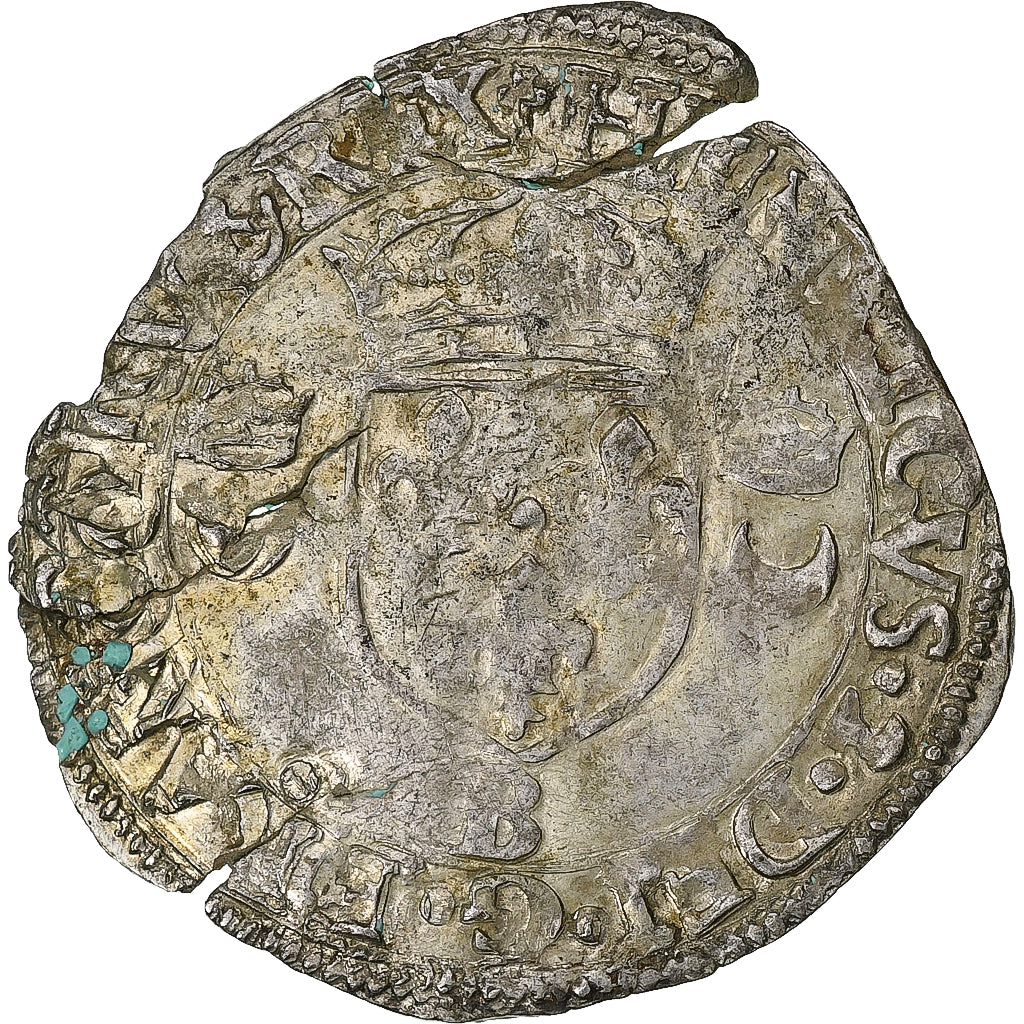 France, Henri II, Douzain aux croissants, 1549, Rouen, Billon, VF(20-25)