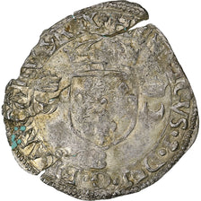 France, Henri II, Douzain aux croissants, 1549, Rouen, Billon, VF(20-25)