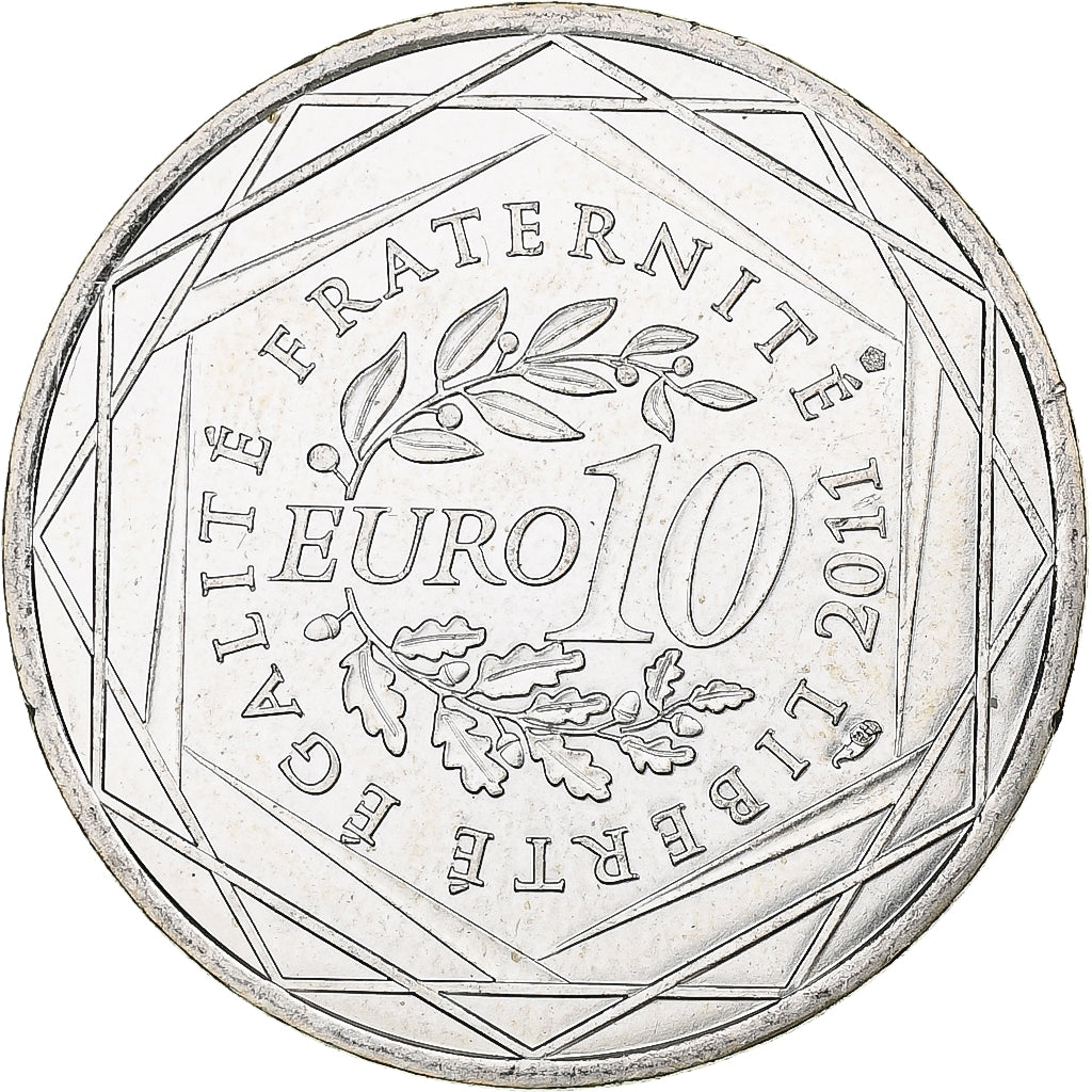France, 10 Euro, Poitou-Charentes, 2011, MDP, Silver, MS(63)