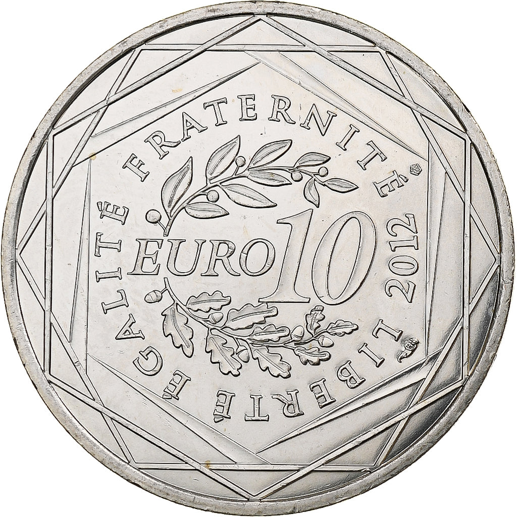 Francja, 10 Euro, Guadeloupe, 2012, MDP, Srebro, MS(63)