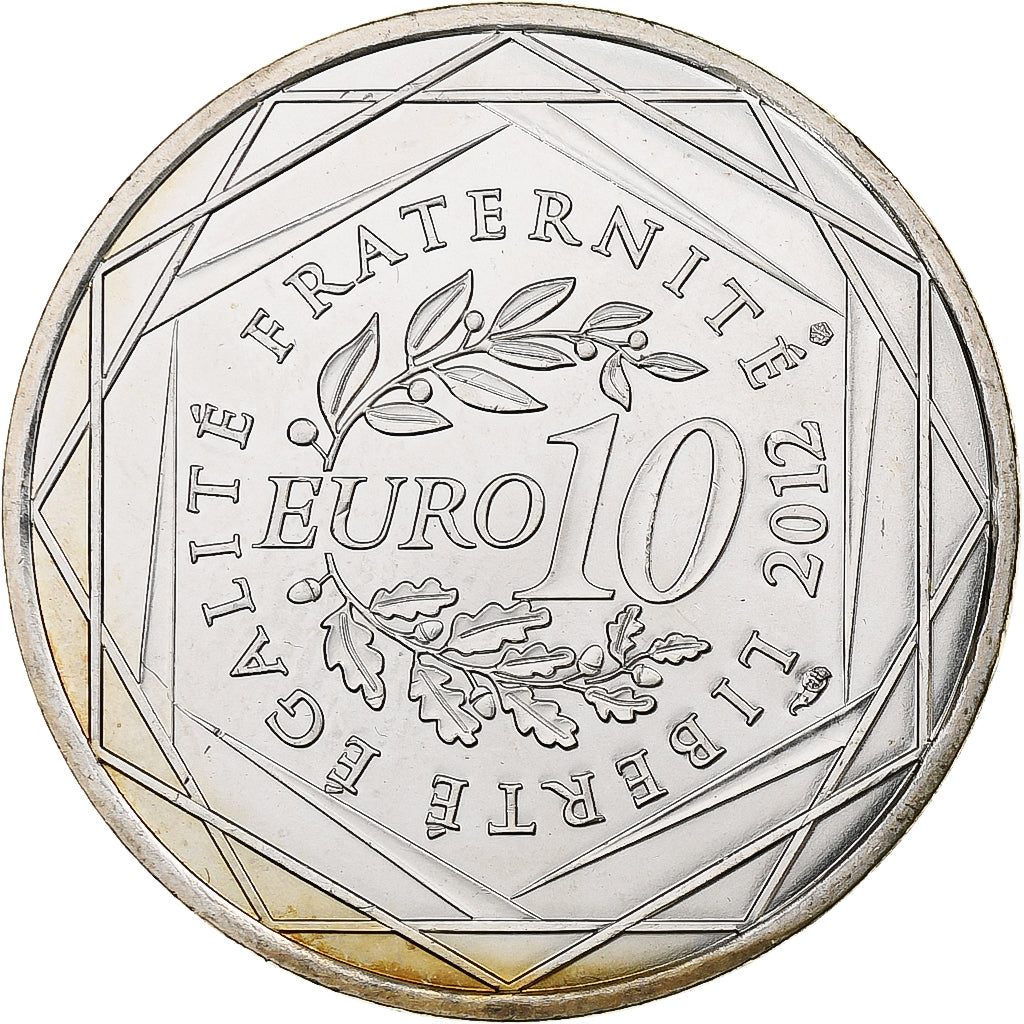 France, 10 Euro, Guadeloupe, 2012, MDP, Silver, MS(63)