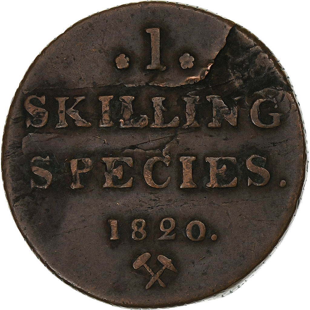 Norway, Carl XIV, Skilling, 1820, Bronze, VF(30-35)