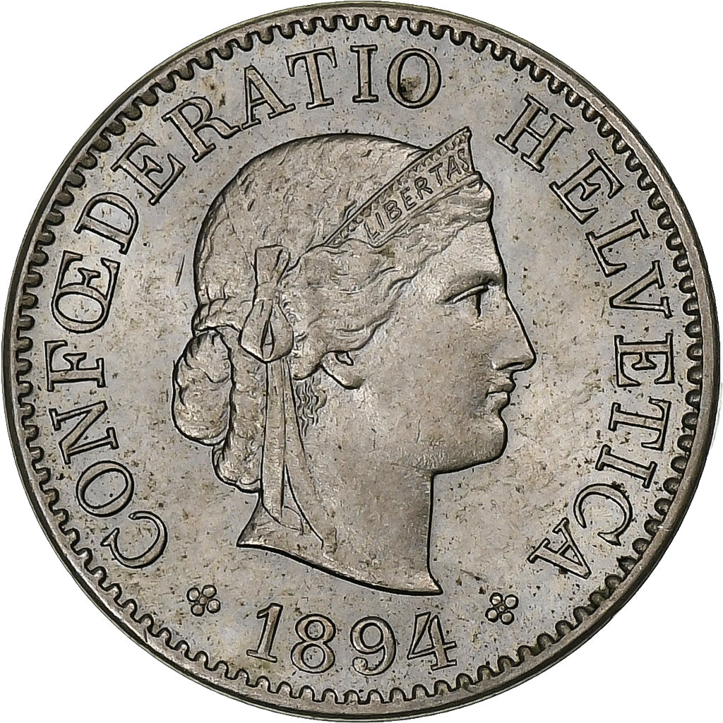 Switzerland, 5 Rappen, Libertas, 1894, Bern, Copper-nickel, MS(60-62)