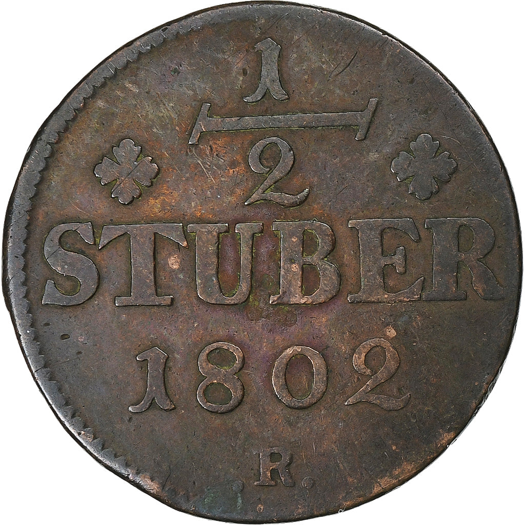 German States, BERG, Maximilian IV, Josef, 1/2 Stüber, 1802, Copper, VF(30-35)