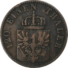 Etats allemands, PRUSSIA, Friedrich Franz II, 3 Pfenninge, 1859, Berlin, Cuivre