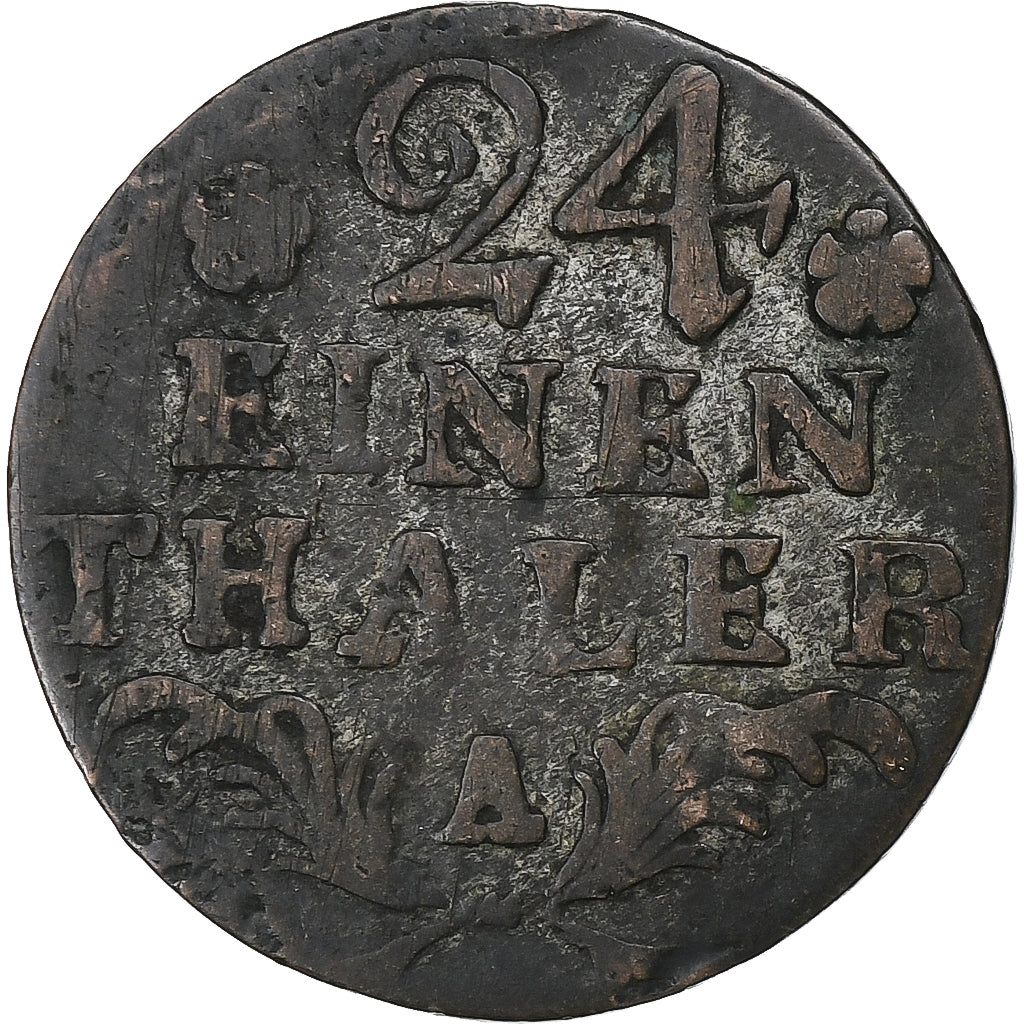 German States, PRUSSIA, Friedrich II, 1/24 Thaler, 1783, Berlin, Copper