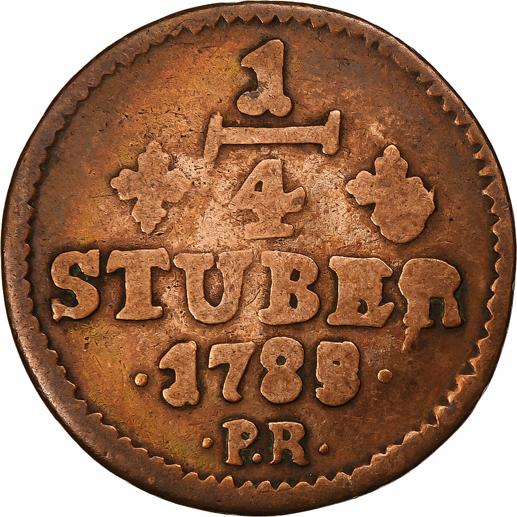 German States, BERG, Karl Theodor, 1/4 Stüber, 1785, Copper, VF(20-25)