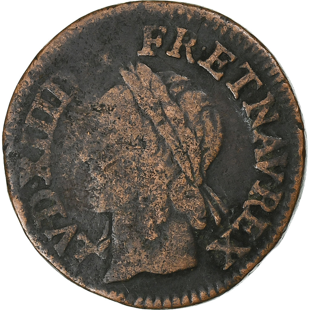 Frankrijk, Louis XIII, Double Tournois, 1642, Corbeil, Koper, FR