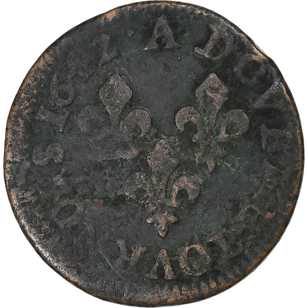 Frankrijk, Louis XIII, Double Tournois, 1642, Corbeil, Koper, FR