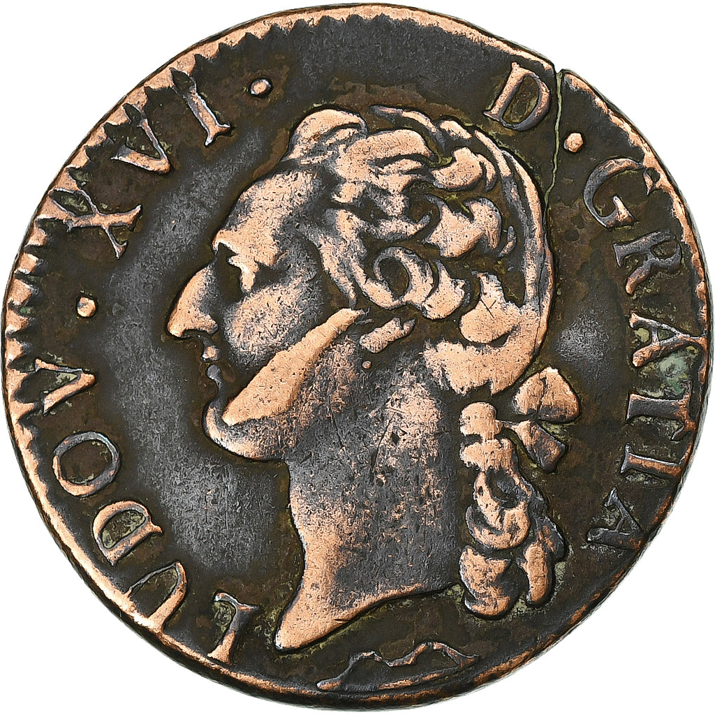 France, Louis XVI, 1/2 Sol, 1778, Aix, Cuivre, TB+, Gadoury:349