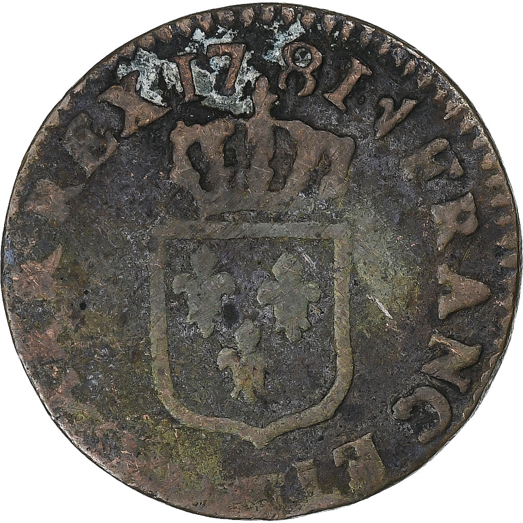 Frankrijk, Louis XVI, Liard, 1781, Lille, Koper, FR+, Gadoury:348