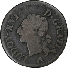 França, Louis XVI, Liard, 1779, Lille, Cobre, VF(20-25), Gadoury:348