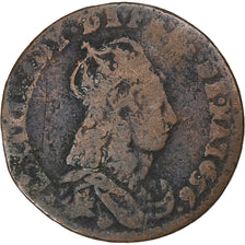 France, Louis XIV, Liard de France, 1656, Meung-sur-Loire, Copper, VF(20-25)